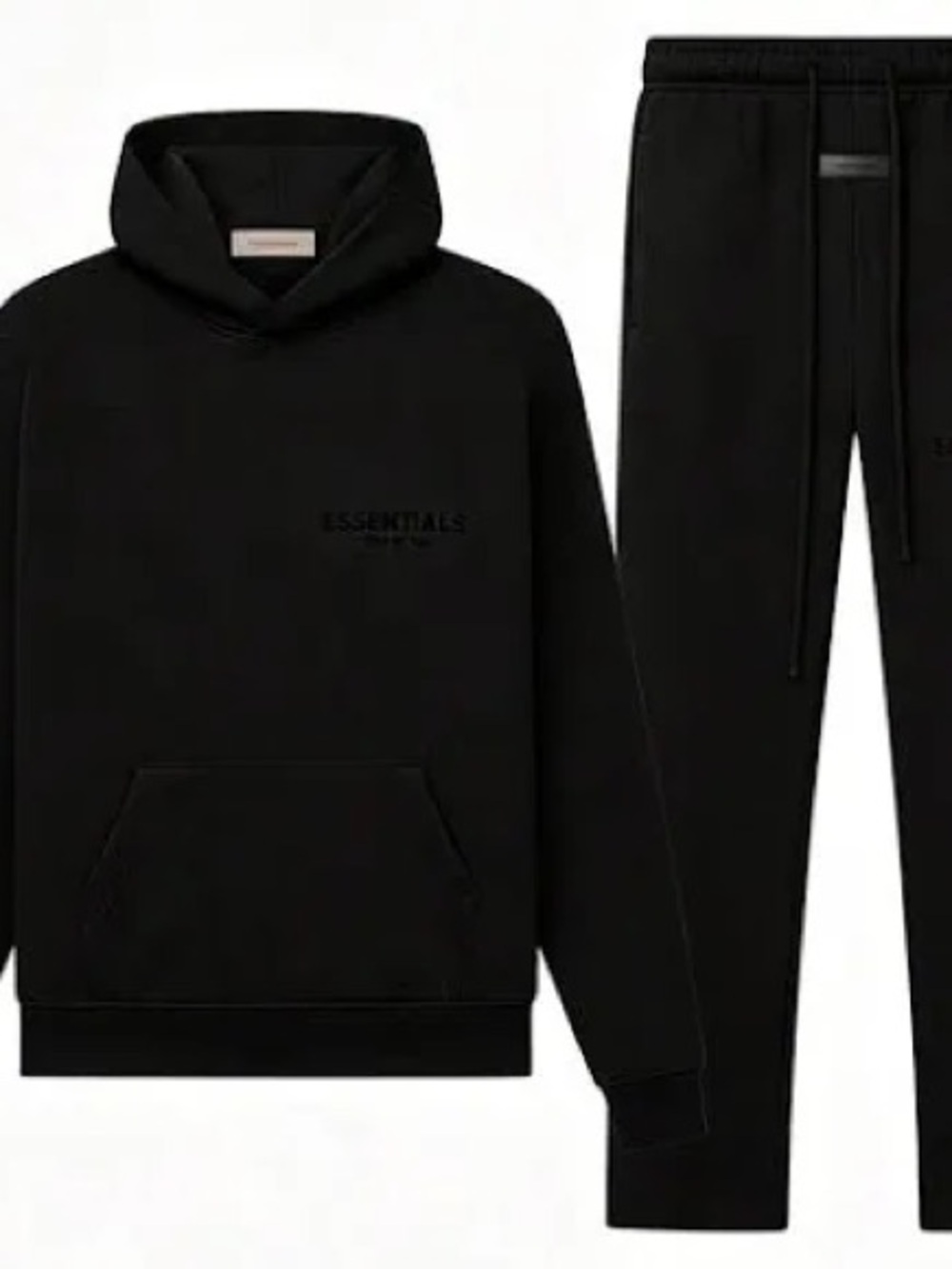 ESSENTIALS Men's Black Hoodie and relaxed sweatpants